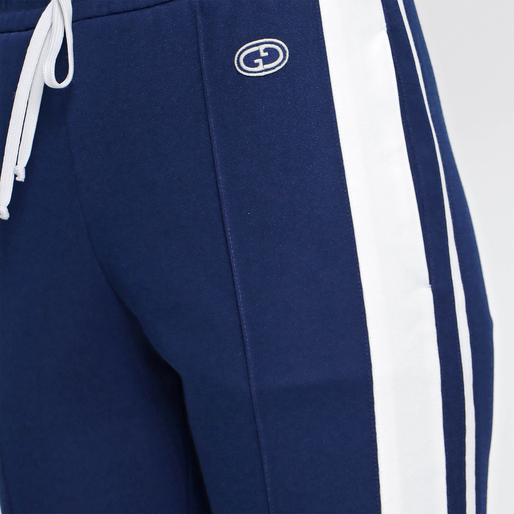 Gucci - Navy White Striped Polyester Sweatpants